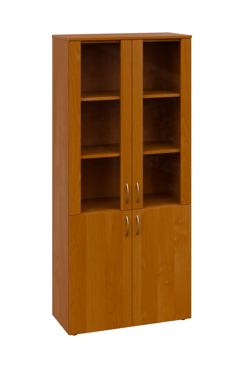 CLE 5 - 8RR lékařská skříň, 4-dveřová, 2x skleněné dveře, 2x zámek, 1800x800x400, olše jantar